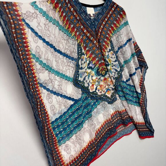 Asa Kaftans Women Kaftan Top Size Large Kimono Artsy Floral Boho C043 -13 - Picture 12 of 16